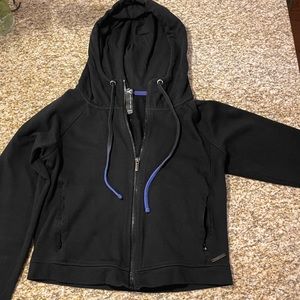Black Andrew Marc cropped zip up hoodie